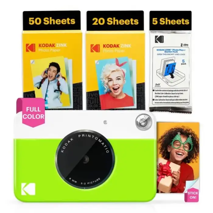 KODAK Printomatic Tam Renkli Anında Baskı Dijital Fotoğraf Makinesi - 75 Sayfalık Paket
