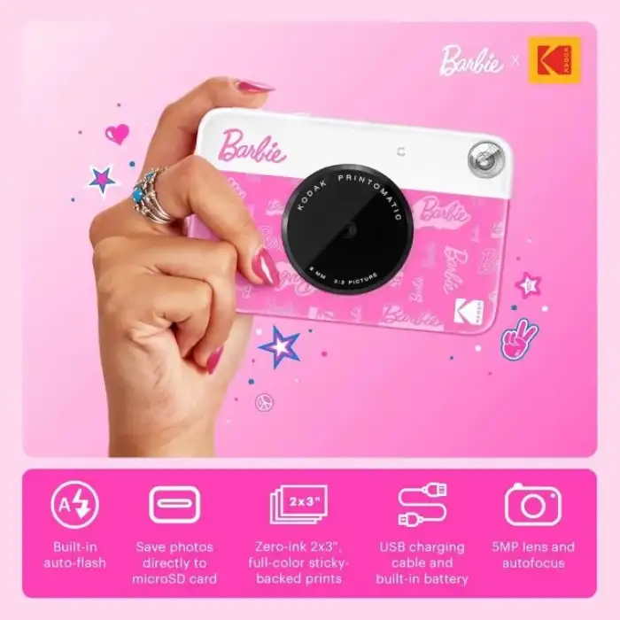 Kodak x Barbie Printomatic Tam Renkli Anında Baskı Dijital Fotoğraf Makinesi - Hediye Paketi