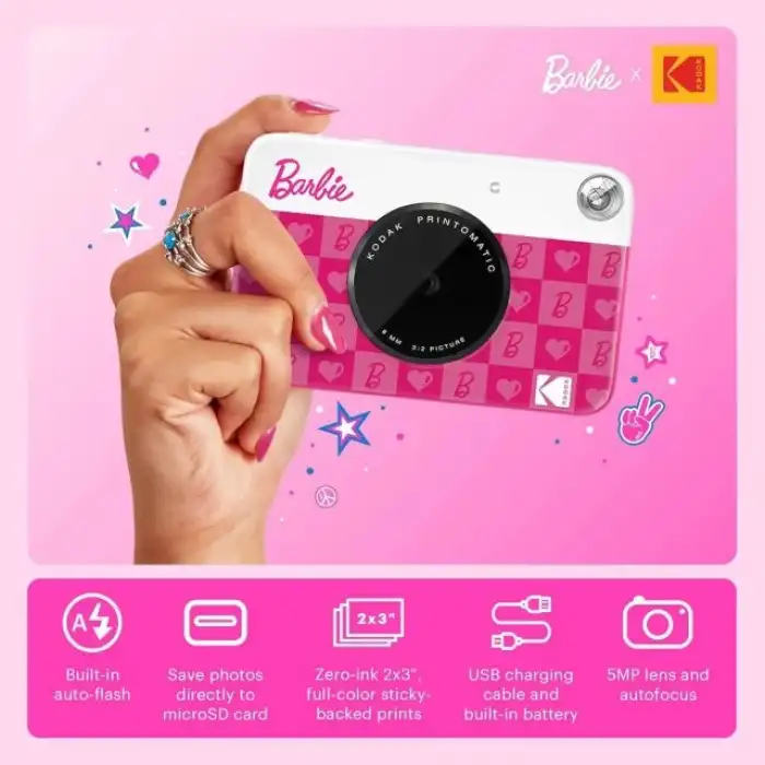 Kodak x Barbie Printomatic Tam Renkli Anında Baskı Dijital Fotoğraf Makinesi - Hediye Paketi