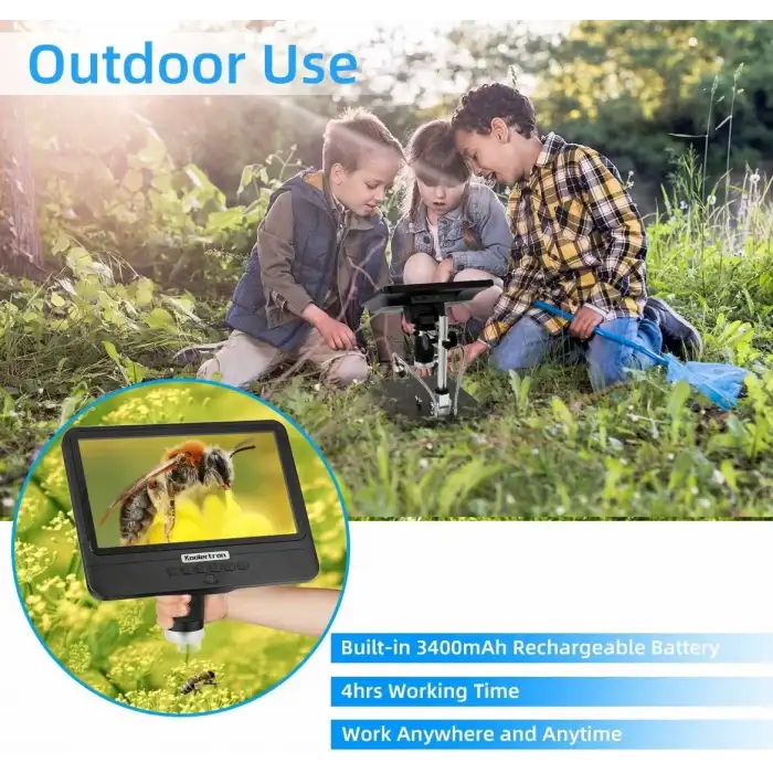 Koolertron 12MP 5X-260X 8.5 Inc LCD Dijital Mikroskop