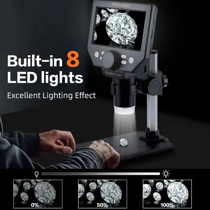 Koolertron 8MP 1-1000X Büyütme 4.3 Inc LCD Dijital USB Mikroskop