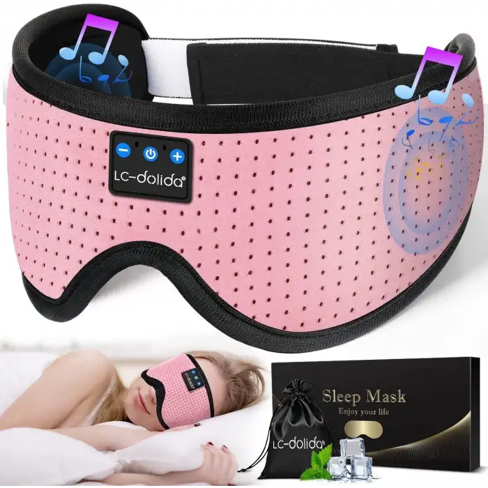 LC-dolida 3D Uyku Maskesi - Bluetooth Kablosuz Müzik - Klasik Pembe