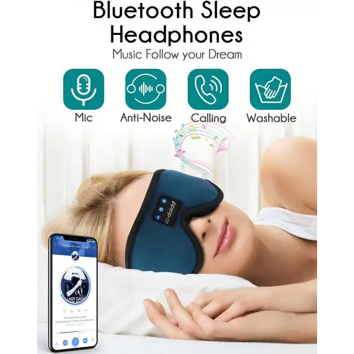 LC-dolida 3D Uyku Maskesi - Bluetooth Kablosuz Müzik - Lacivert