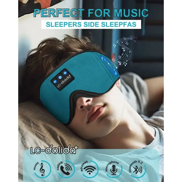 LC-dolida 3D Uyku Maskesi - Bluetooth Kablosuz Müzik - Mavi