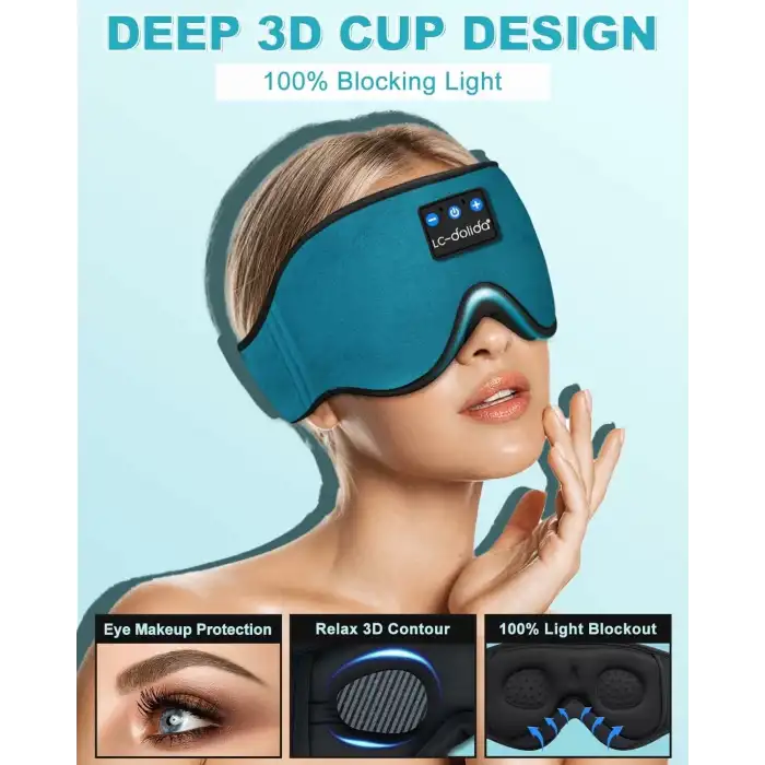 LC-dolida 3D Uyku Maskesi - Bluetooth Kablosuz Müzik - Mavi