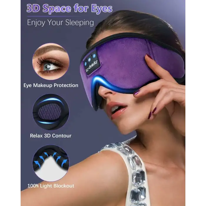 LC-dolida 3D Uyku Maskesi - Bluetooth Kablosuz Müzik - Menekşe