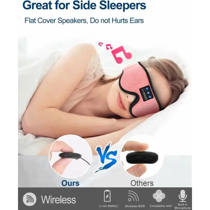 LC-dolida 3D Uyku Maskesi - Bluetooth Kablosuz Müzik - Pembe