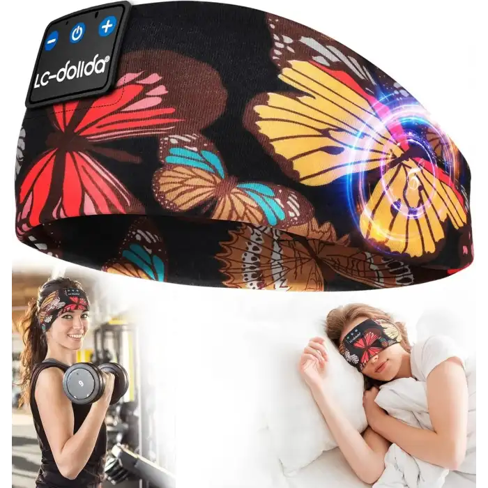LC-dolida Uyku Maskesi - Kablosuz Kulaklıklar - Bluetooth 5.2 - Sanatsal Kelebek