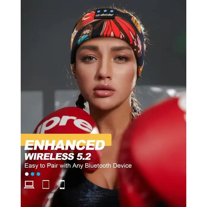 LC-dolida Uyku Maskesi - Kablosuz Kulaklıklar - Bluetooth 5.2 - Sanatsal Kelebek