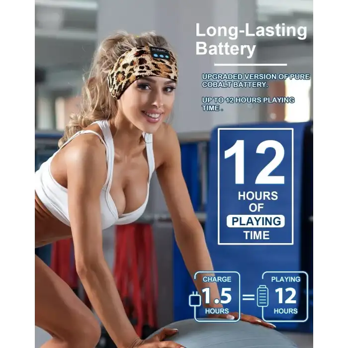 LC-dolida Uyku Maskesi - Kablosuz Kulaklıklar İnce HD Hoparlör - Kahverengi Leopar