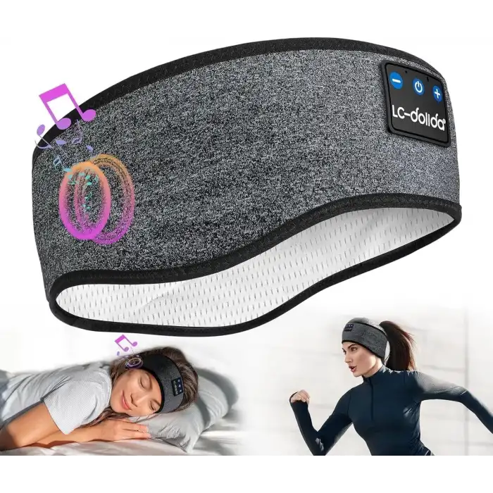 LC-dolida Uyku Maskesi - Kablosuz Kulaklıklar İnce HD Hoparlör - Moda Gri