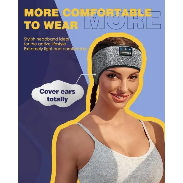 LC-dolida Uyku Maskesi - Kablosuz Kulaklıklar İnce HD Hoparlör - Moda Gri