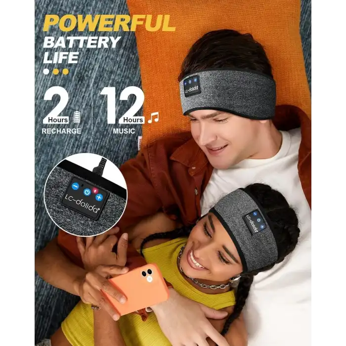 LC-dolida Uyku Maskesi - Kablosuz Kulaklıklar İnce HD Hoparlör - Moda Gri