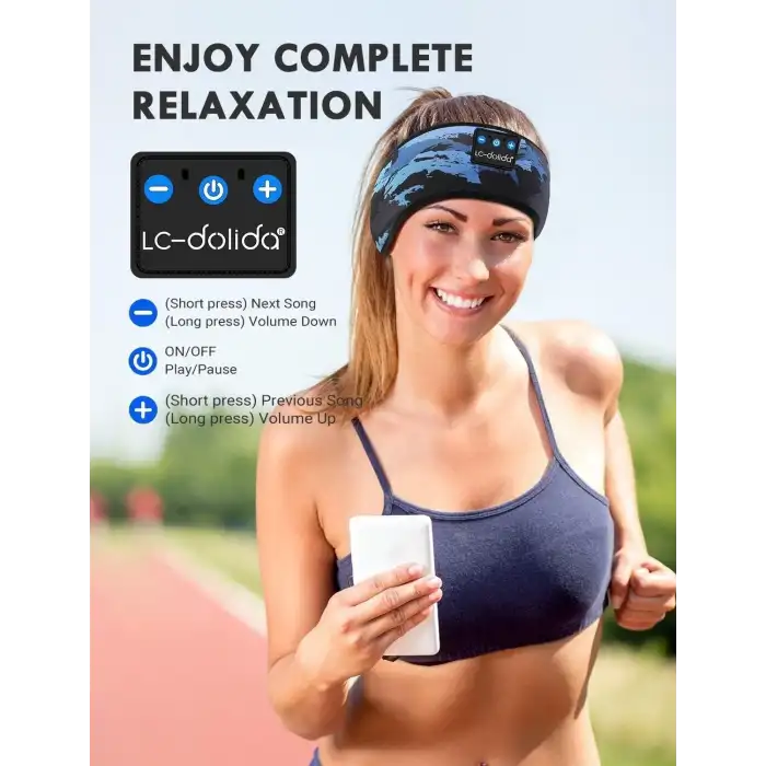 LC-dolida Uyku Maskesi - Kablosuz Kulaklıklar, IPX6 Su Geçirmez - Kamuflaj