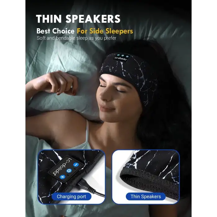LC-dolida Uyku Maskesi - Kablosuz Kulaklıklar, IPX6 Su Geçirmez - Soğuk Siyah