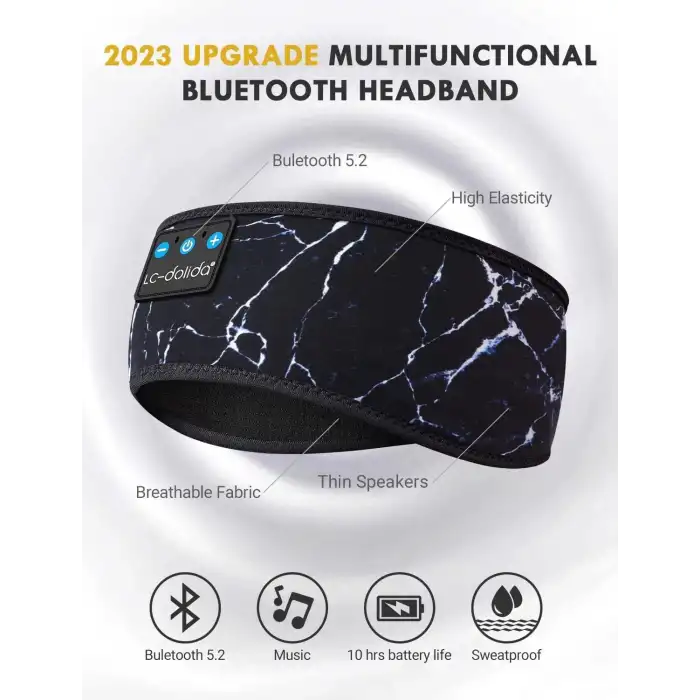 LC-dolida Uyku Maskesi - Kablosuz Kulaklıklar, IPX6 Su Geçirmez - Soğuk Siyah