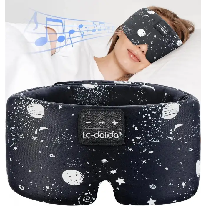 LC-dolida Yan Uyuyanlar İçin İpek Uyku Maskesi Kulaklık - Bluetooth 5.4 - Siyah