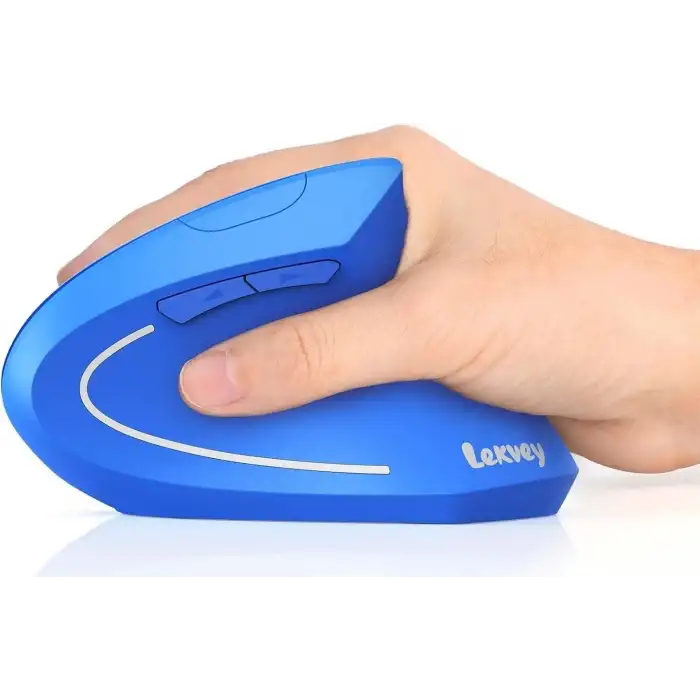 Lekvey Dikey Kablosuz Ergonomik Mouse, Şarj Edilebilir 2.4G Optik - Mavi