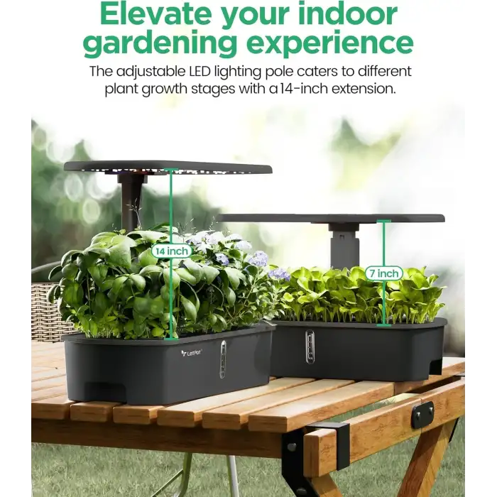 LetPot LPH-Air Hidroponik Yetiştirme Sistemi Kitleri, 10 Kapsül - App ve WiFi - Siyah