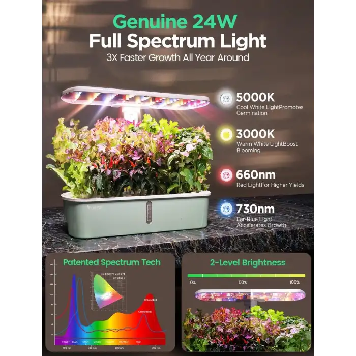 LetPot LPH-Air Hidroponik Yetiştirme Sistemi Kitleri, 10 Kapsül - App ve WiFi - Yeşil