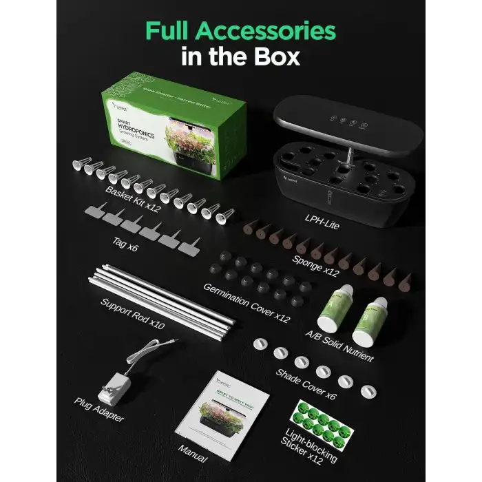 LetPot LPH-Lite Hidroponik Yetiştirme Sistemi, 12 Kapsül - 24W LED Aydınlatma