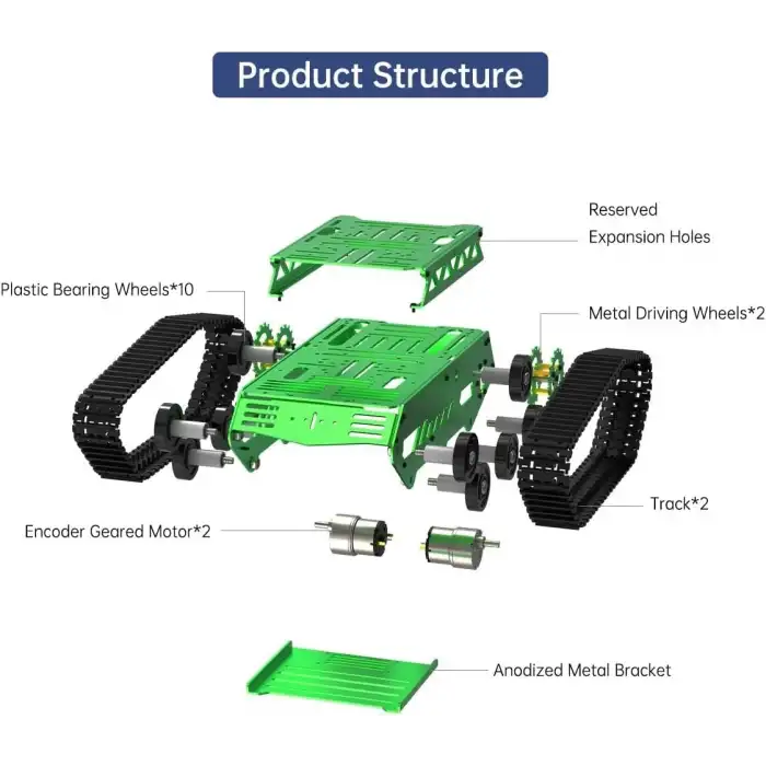 LewanSoul 2WD Motorlu Tank Araba Şasi Kiti - Şok Emici Robot