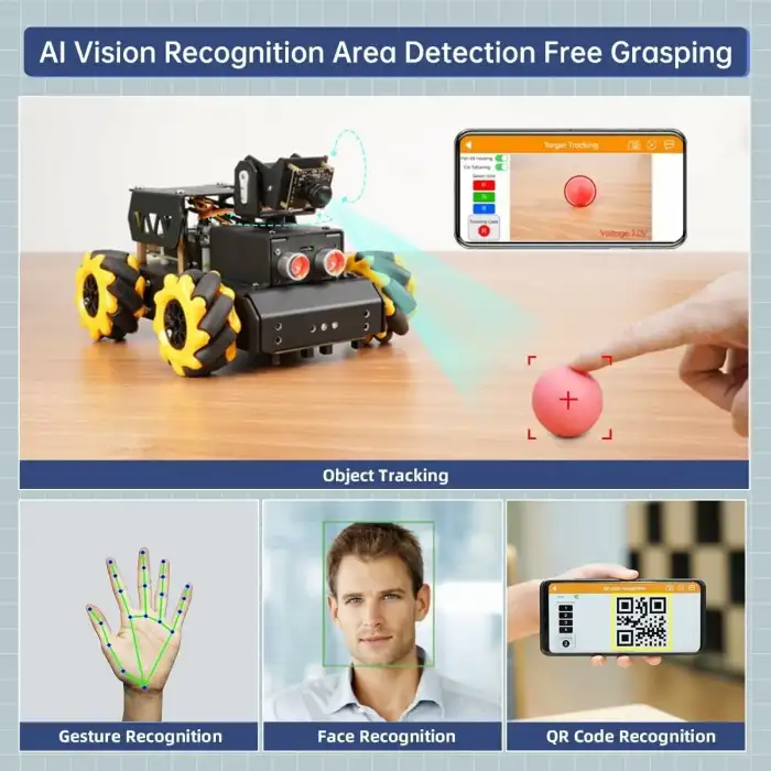 LewanSoul AI Vision Raspberry Pi Robot Araç Kiti, TurboPi Kodlama Robotu