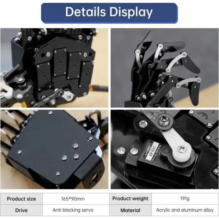 LewanSoul Robot El Beş Parmak Biyonik Robot Mekanik Kol DIY