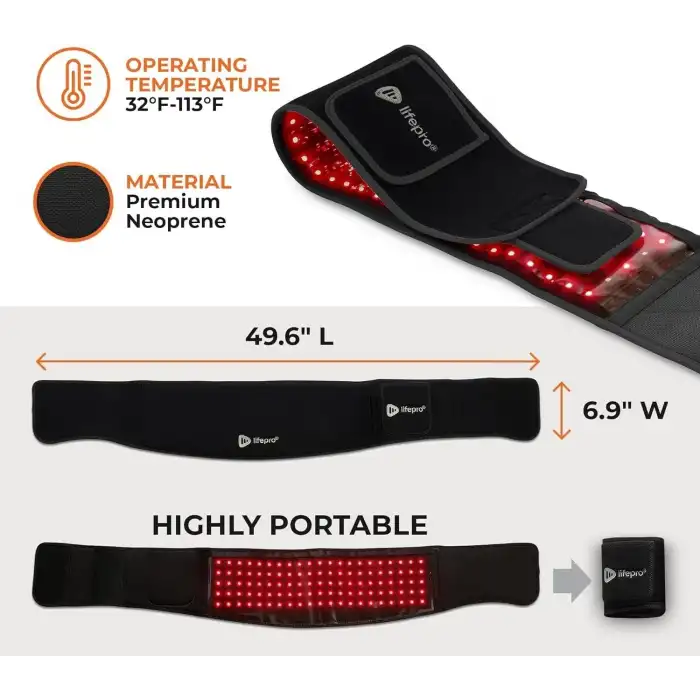 Lifepro Kırmızı Işık Terapi Kemeri - Vücut, Kas Rahatlatma, İltihaplanma İçin