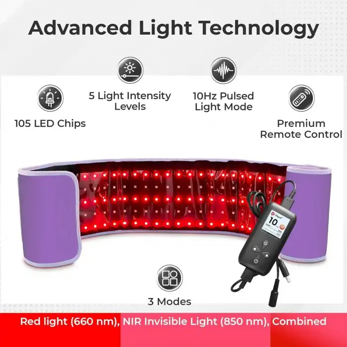 Lifepro Kızılötesi Kırmızı Işık Terapi Kemeri - Kas Rahatlama - Mor