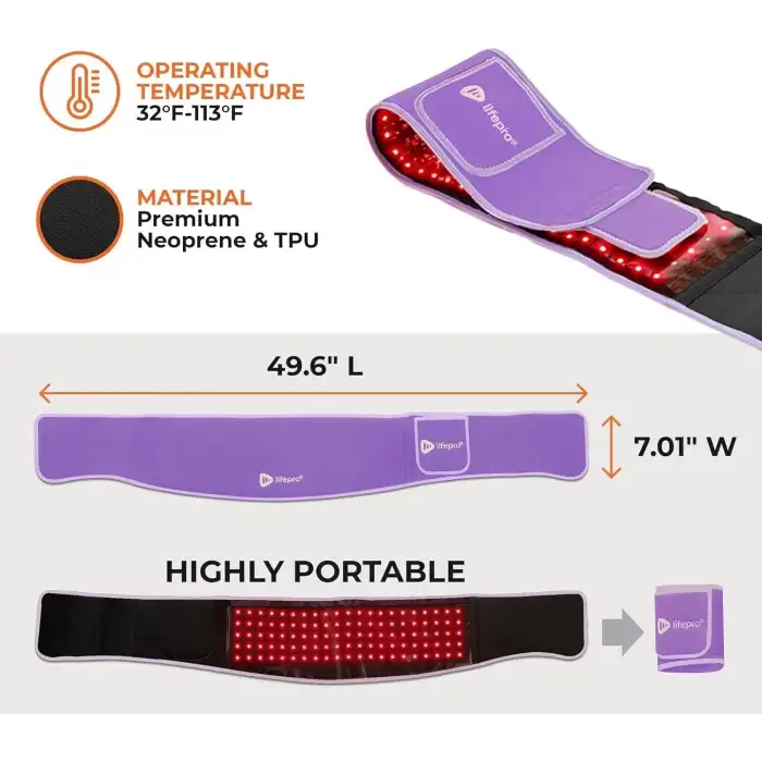Lifepro Kızılötesi Kırmızı Işık Terapi Kemeri - Kas Rahatlama - Mor
