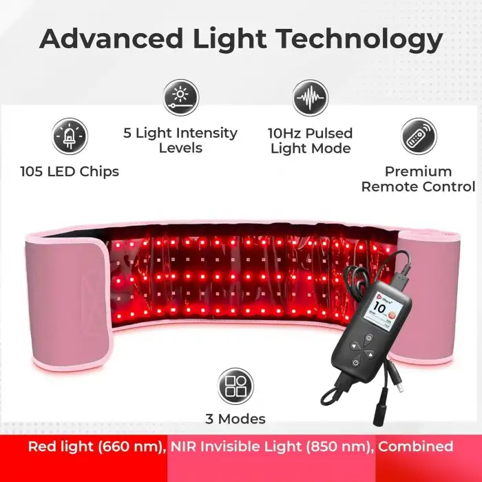 Lifepro Kızılötesi Kırmızı Işık Terapi Kemeri - Kas Rahatlama - Pembe
