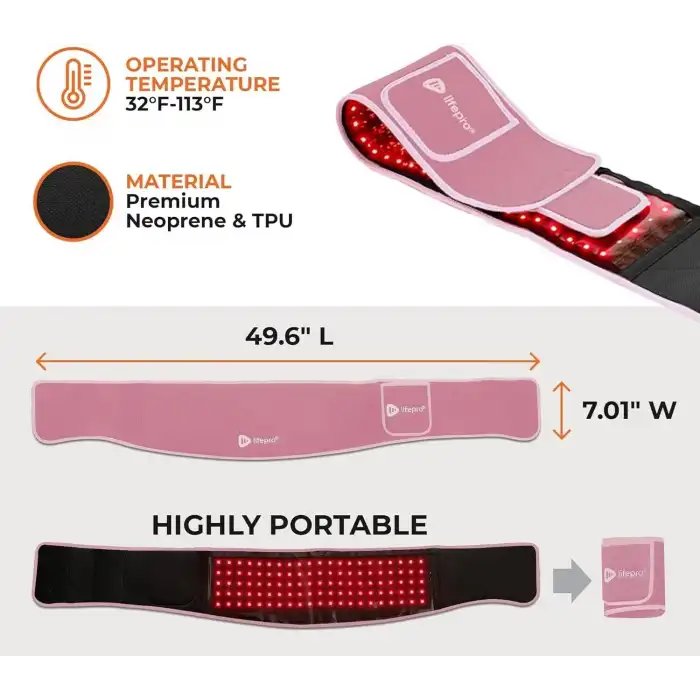 Lifepro Kızılötesi Kırmızı Işık Terapi Kemeri - Kas Rahatlama - Pembe