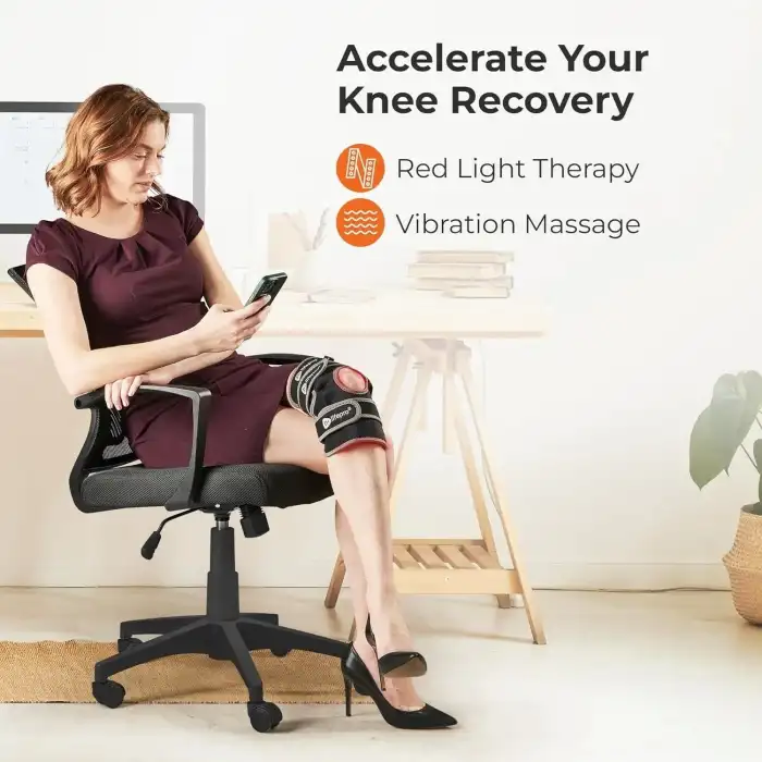 LifePro Titreşimli Kırmızı ve Yakın Kızılötesi Işık Terapisi Diz Desteği