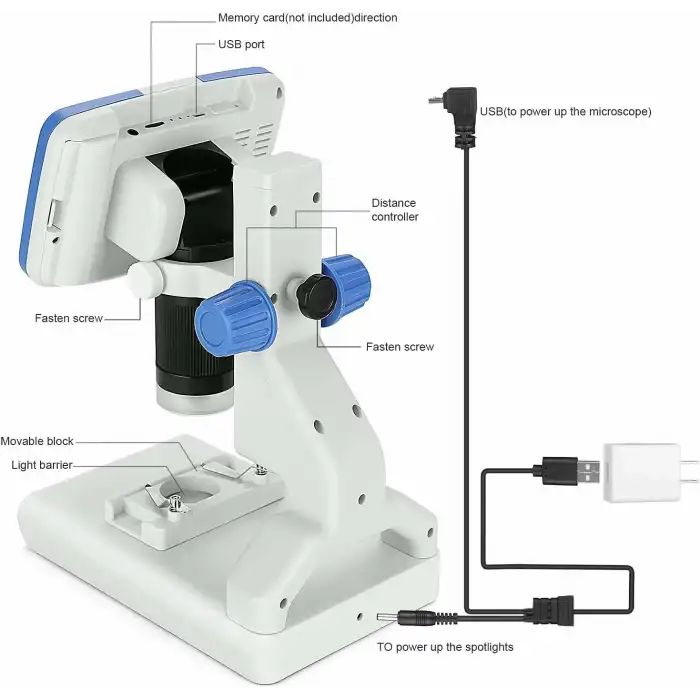 LINKMICRO Taşınabilir Dijital Mikroskop 200X Mikroskop Kiti - 5 Inc LCD