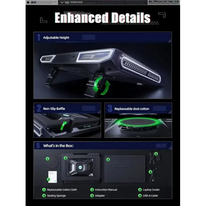 llano V10-SE Oyun Dizüstü Bilgisayarı Soğutma Pedi 3500 RPM Turbofanlı