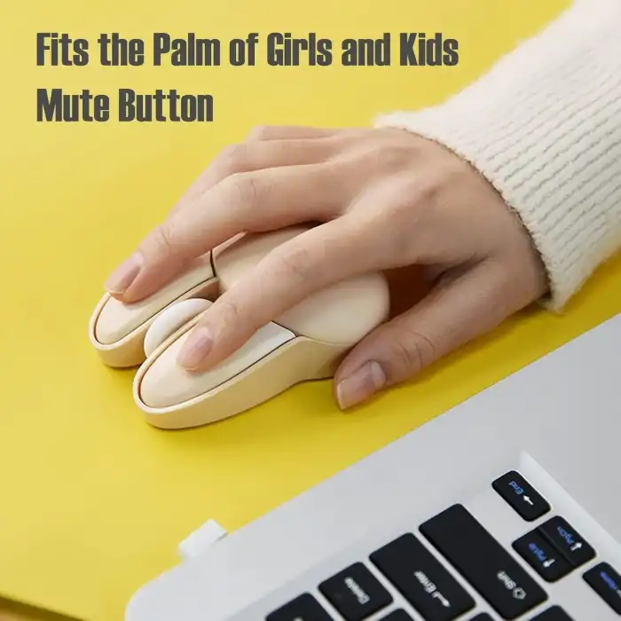 Lomiluskr Sevimli Tavşan 2.4G Kablosuz Sessiz Mouse - Bej Tavşan