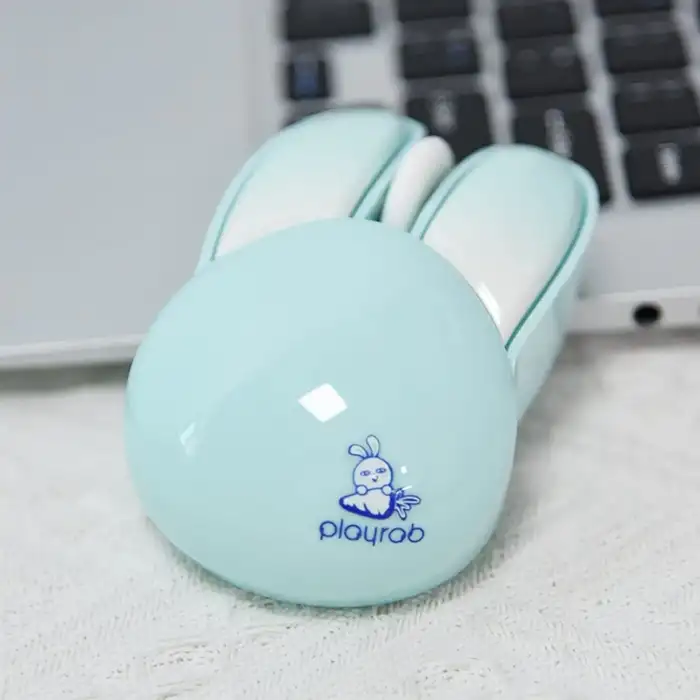 Lomiluskr Sevimli Tavşan 2.4G Kablosuz Sessiz Mouse - Mavi Tavşan