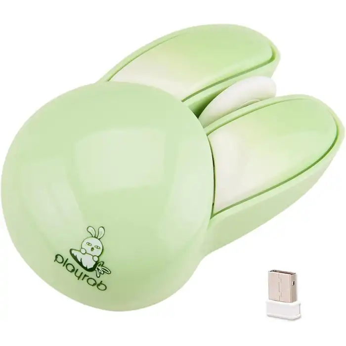 Lomiluskr Sevimli Tavşan 2.4G Kablosuz Sessiz Mouse - Yeşil Tavşan