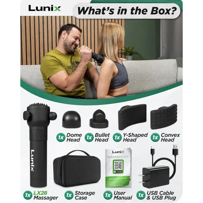 Lunix LX28 Taşınabilir El Tipi Titreşimli Masaj Aleti - Boyun, Sırt ve Bacaklar