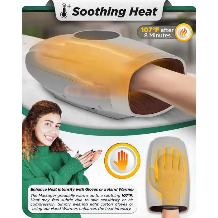 Lunix LX7 Elektrikli El Masaj Aleti, Kompresyonlu, Artrit, Ağrı Kesici - Gri