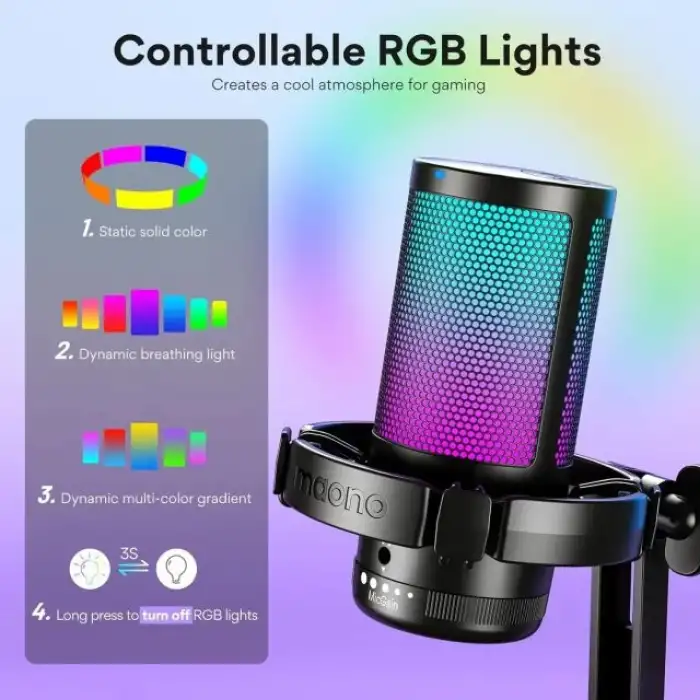 MAONO USB RGB Işıklı Kondenser Oyun Mikrofonu