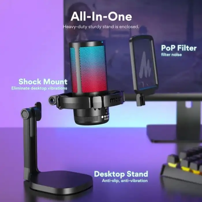 MAONO USB RGB Işıklı Kondenser Oyun Mikrofonu