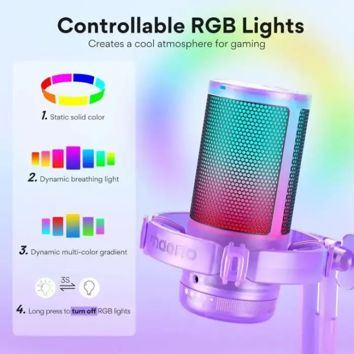 MAONO USB RGB Işıklı Kondenser Oyun Mikrofonu