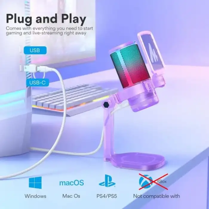 MAONO USB RGB Işıklı Kondenser Oyun Mikrofonu