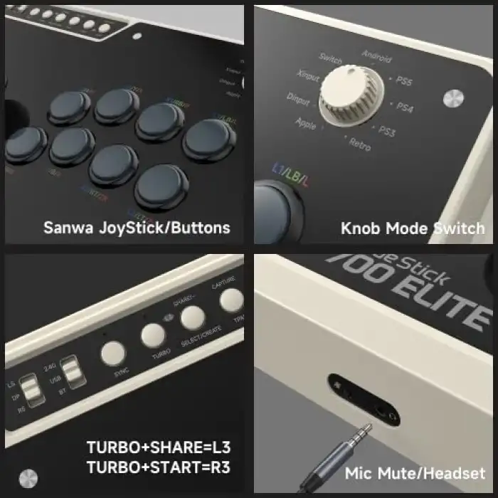 Mayflash Arcade Fight Stick F700 Elite Kablolu ve Kablosuz Bluetooth - Uyumlu Cihazlar Açıklamada