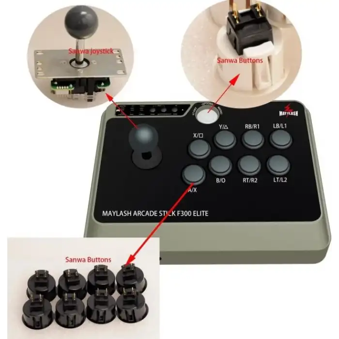 MAYFLASH Arcade Stick F300 Elite Sanwa Düğmeler ve Sanwa Joystickler