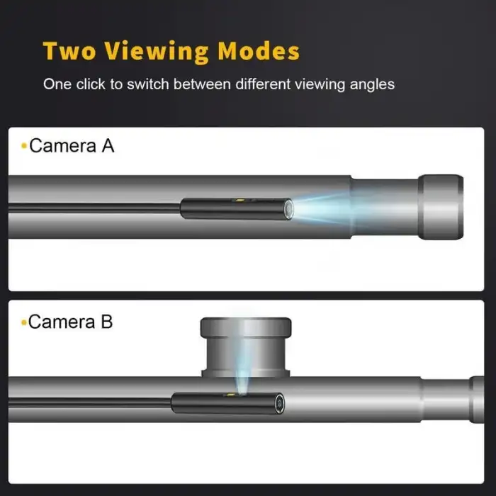 Maylatte Çift Lensli Endoskop, 4.3 Inc 1080P HD Boroskop - 5m Kablo