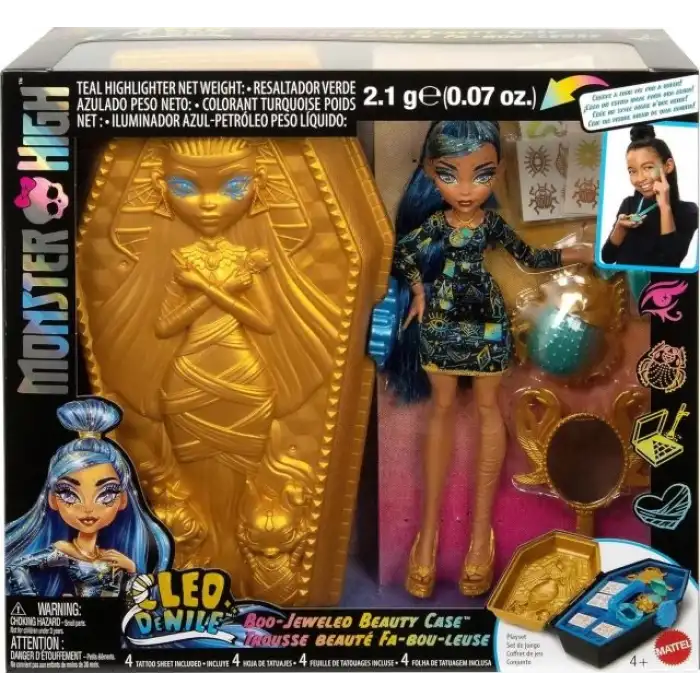 Monster High Doll Cleo De Nile Altın Glam Kılıf Güzellik Seti