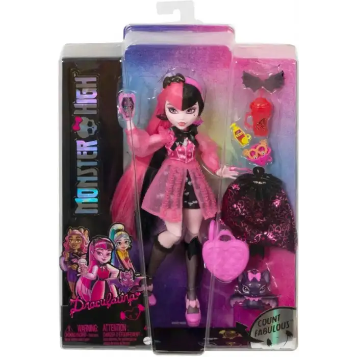 Monster High Pembe ve Siyah Saçlı Draculaura Bebeği